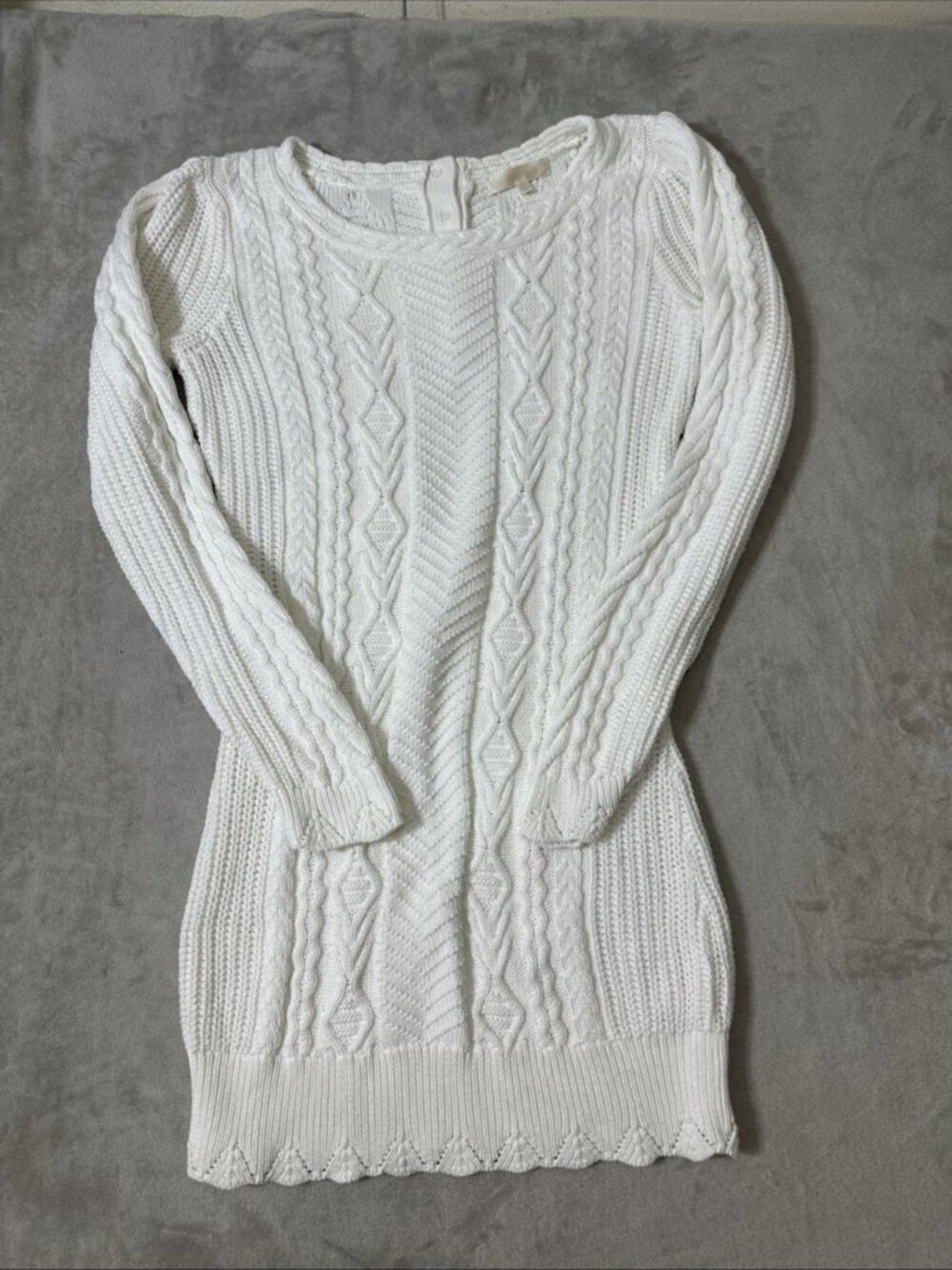 LoveShackFancy cable knit sweater dress white cotton women’s large